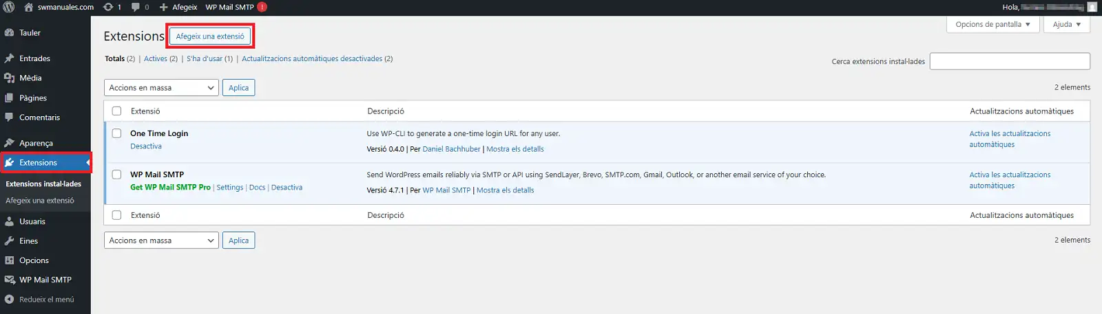 Instal·lació plugin - Pas 1