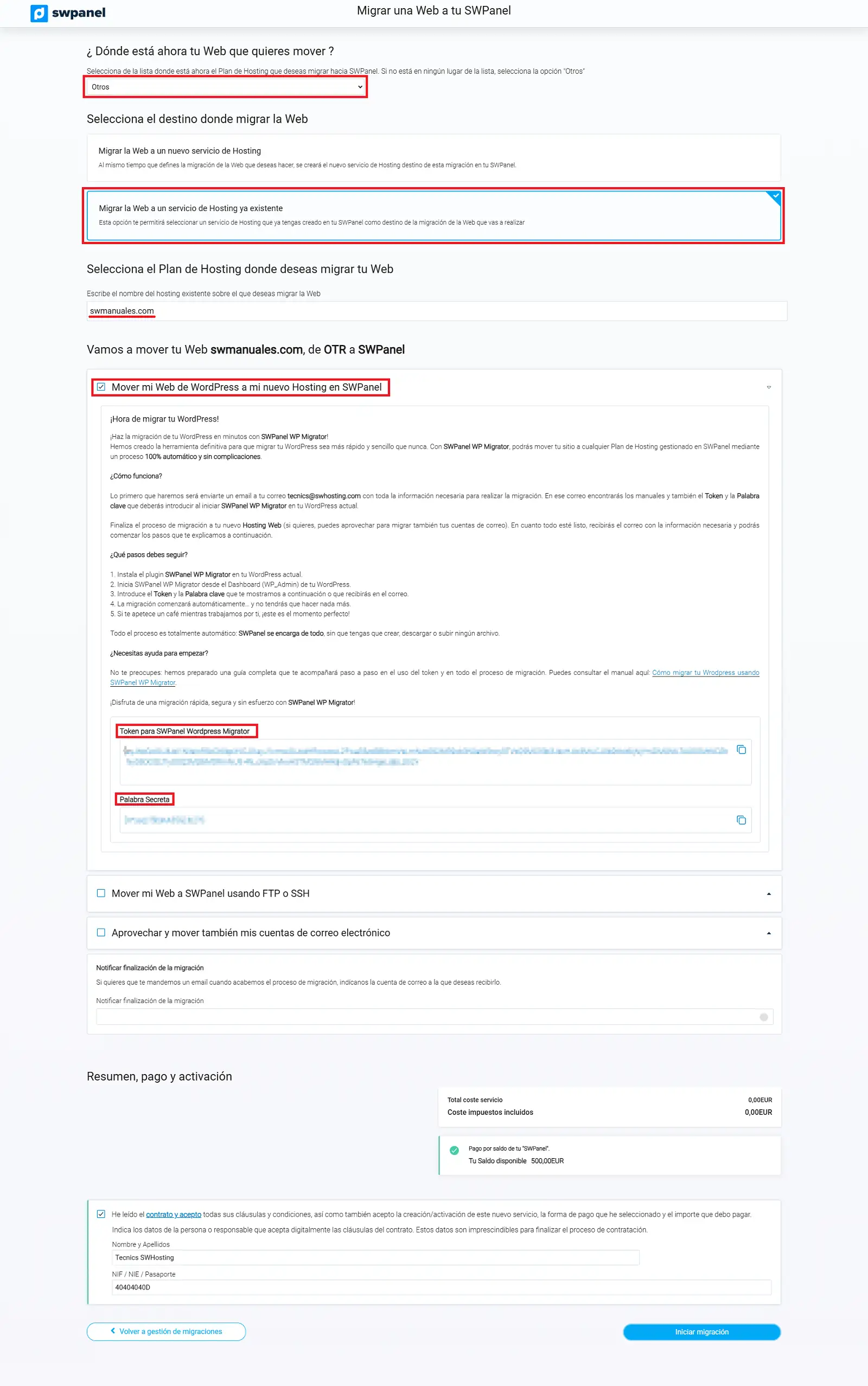 Generación de token
