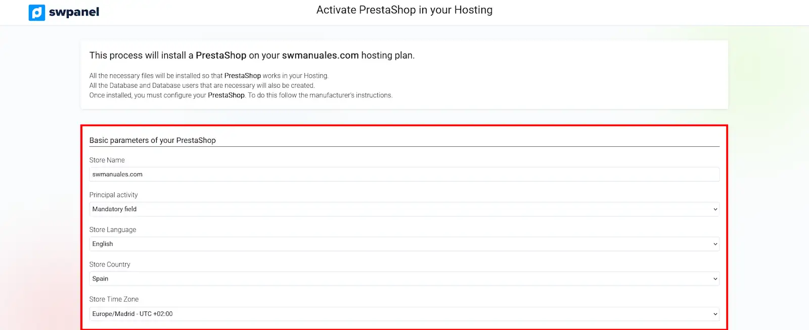 Paràmetres bàsics de Prestashop