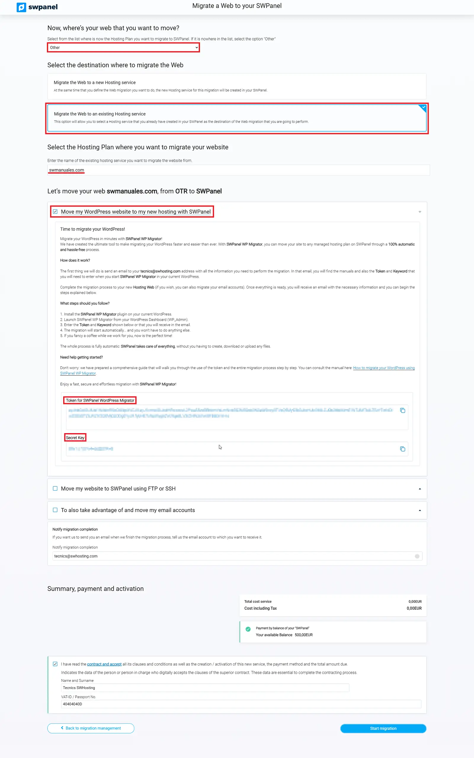 Generación de token