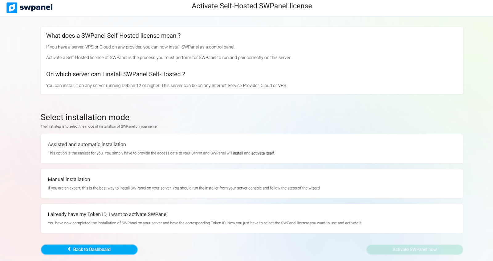 Installation modes