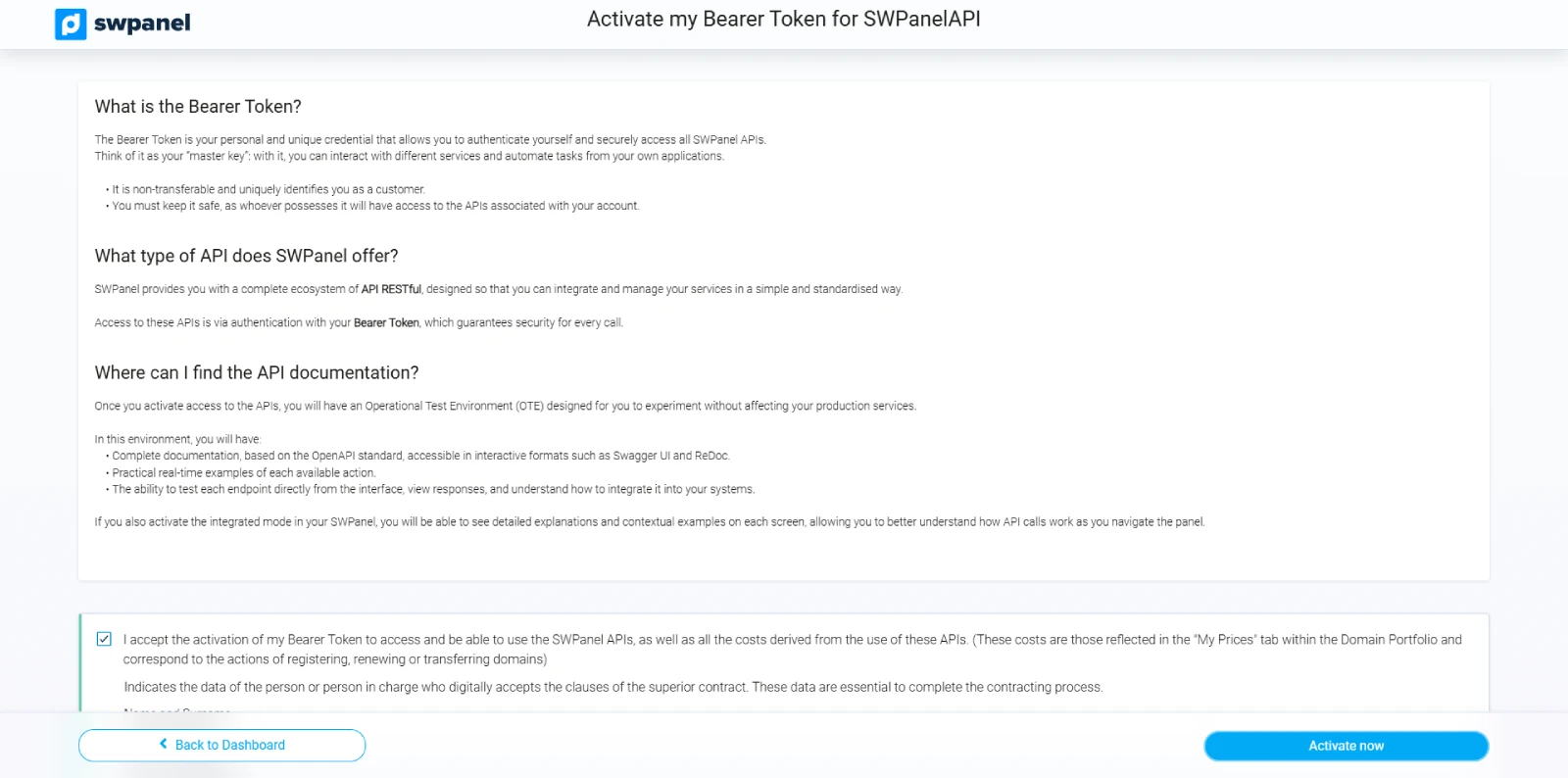 Activació del token