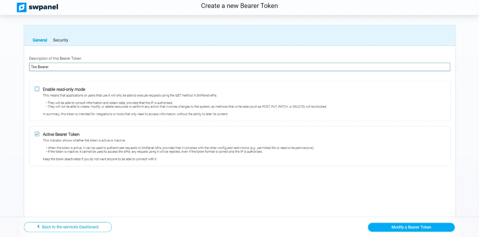 Configuració token