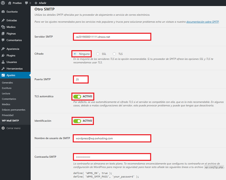 Configurar Plugin Para Envo De Correo WP Mail SMTP En Word