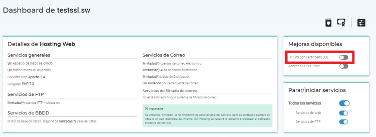 SW Panel Le'ts Encrypt